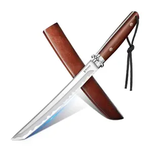 Dragon Creek Wooden Sheath Full-Tang Plain Blade Knife – Outdoor Garden Tool, Gift for Men