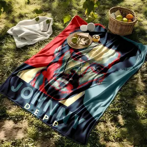 1 piece Johnny Depp: A Legendary Figure in the Film Industry themed flannel blanket - Flannel blanket with modern design, suitable for sofas and beds, all-season use, super soft and comfortable, digitally printed pattern, 100% polyester material