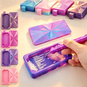 1Pc New Diamond Painting Tray with Lid， Spill-Proof Drill Organizer & Alignment Tray Tool