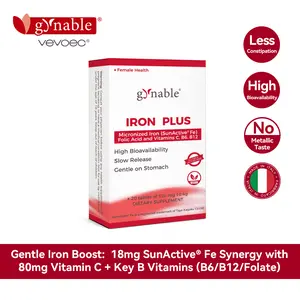 Gynable Iron Plus Active Iron Supplement Tablets for Pregnant Women Adult Women Blood Supplement During Pregnancy and Lactation 20 Counts Pack of 1 - Minerals Proteins Vitamins