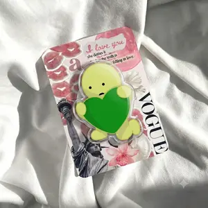 Kawaii Green Animal Phone Grip, Cute Turtle Heart Phone Stand Holder, Acrylic Phone Accessory Gift for Her, Students, Teens and Best Friends