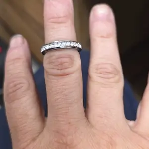 Anxiety Rings for Women and Men Titanium Steel Spinner Fidget Band Rings with Cubic Zirconia for Stress Relief and Wedding Promise Comfort Fit Size 5 to 12