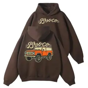 Bronco Hoodie, Retro Vintage Off Road Truck Graphic Pullover Sweatshirt, Classic 4x4 Hoodie, Auto Themed Apparel, Winter Top For Country Drivers