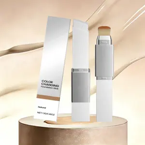 【3 sticks】This Two-In-One Color-Changing Foundation Stick,Full Coverage Base Makeup, Dual-Ended with Detachable Brush for a Flawless Look (Natural) Concealer Smooth Cosmetic