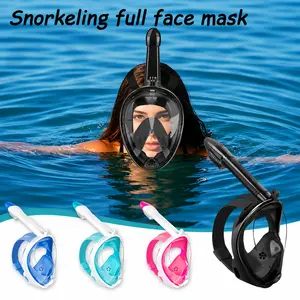 Full Face Snorkel Mask, 180° Panoramic Anti-Fog & Anti-Leak Snorkeling Set with Camera Mount, Easy Breathing Dry Top System, Foldable Diving Mask for Adults & Youth, Beach Vacation Essentials