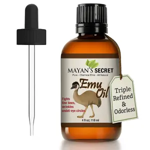 Mayan's Secret 100% Pure Emu Liquid Oil - Premium, Natural 4 oz Body Care Product for Skin & Hair Hydration, Moisture & Soothing Benefits Moisturizing Hydrating