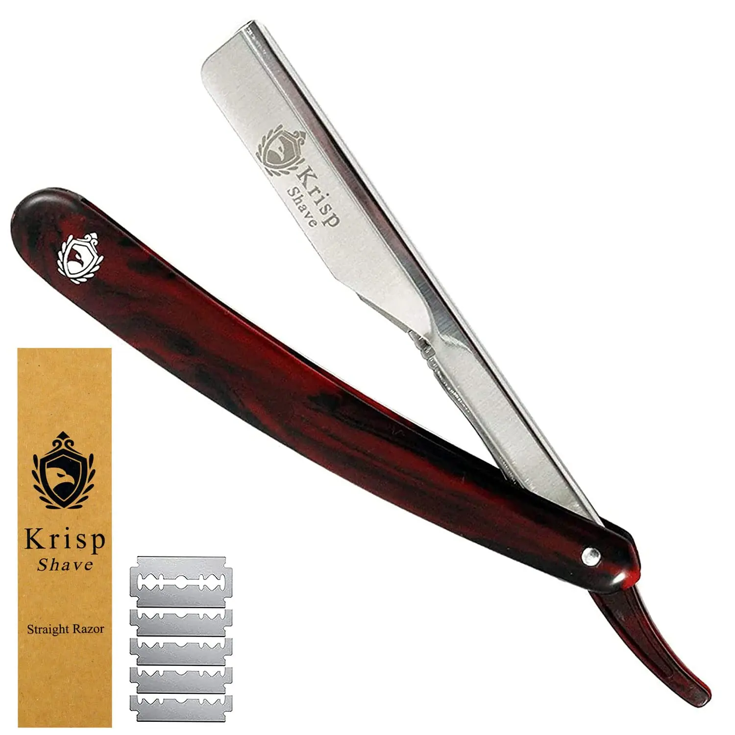 Professional Classic Straight Edge Barber Razor For Close Shaving - Salon Quality Manual Men's Beard Cut Throat Shavette With 10 Shaving Blades