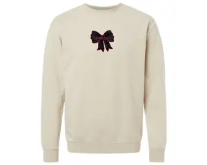 Embroidered Christmas Sweatshirt, Bow Sweatshirt, Christmas Bow Sweatshirt