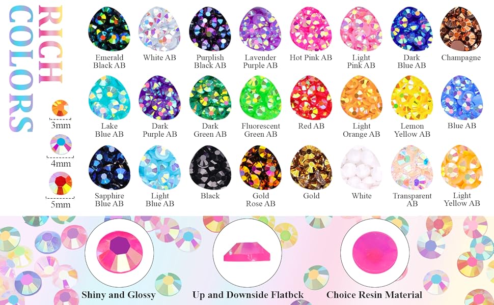 VIBRANT GEMS 32000Pcs Resin Rhinestones with Tweezers for Crafting Mixed-Color 3mm Bedazzling Crystal with Gifted Tools Jewelry for DIY Crafts Clothing Tumblers Shoes Fabric Nail Art Colorful Handmade gift