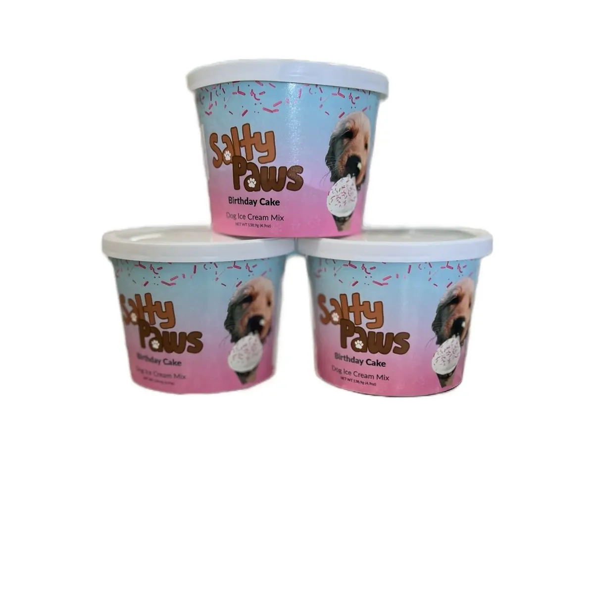 Salty Paws Doggie Ice Cream Birthday Cake with sprinkles 3pk