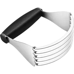 Dough Blender For Baking, Heavy Duty Dough Cutter Tool, Stainless Steel Pastry Cutter Tool with Sharp & Sturdy Blades, Pastry Blender for Easy Mixing, Dishwasher Safe - XL Size - Black