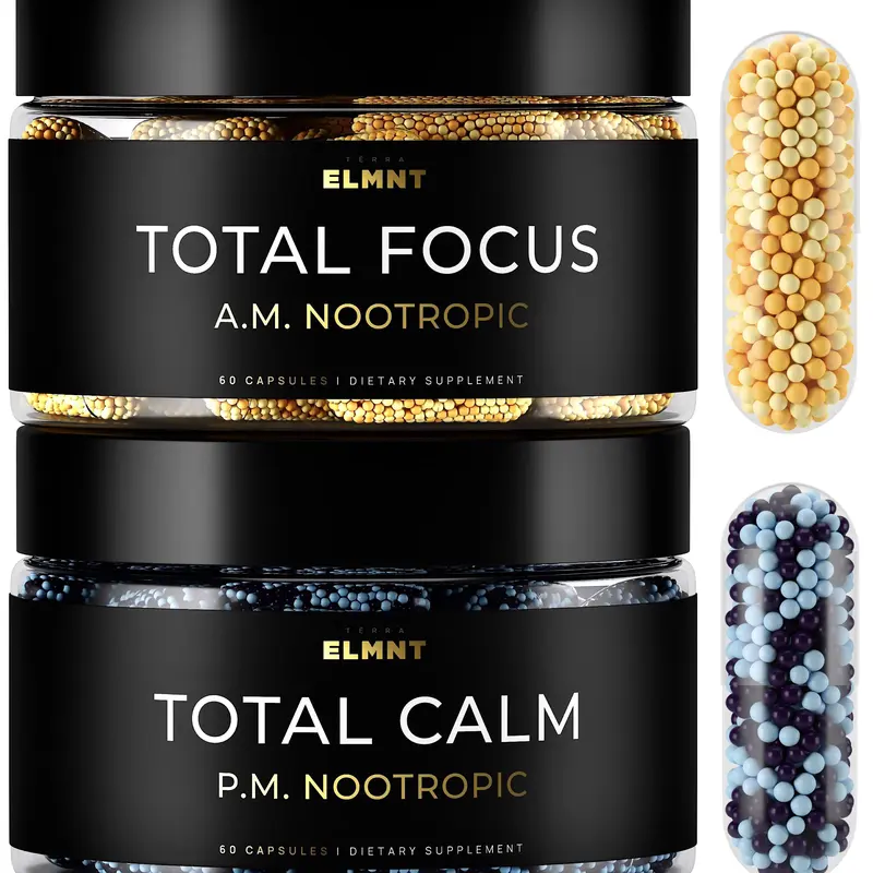 AMPM Super Nootropic | Alpha GPC, Caffeine, L-Theanine & N-Acetyl-L-Tyrosine | Ashwagandha, Magnesium & GABA | Focus, Energy & Calm Support | TERRA ELMNT