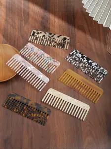 Vintage Marble Texture Acetate Comb, Anti-Static Long Rectangle Hair Brush, Fashionable Dense Teeth Makeup Styling Comb, Portable Travel Comb, Hair Styling Combs, Anti Static Hairbrush