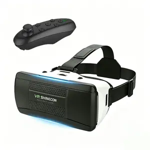 Shinecon VR Glasses Headset Virtual Reality 3D Helmet Lenses Goggle Device Smart For Smartphone Cell Phone Mobile Viar Realidade Controller game video Viewer Hedset augmented gamer Gogle joystick Accessories machine movie film wearable Set