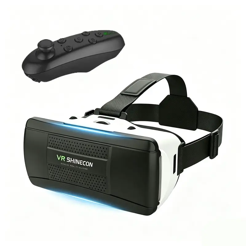 Shinecon VR Glasses Headset Virtual Reality 3D Helmet Lenses Goggle Device Smart For Smartphone Cell Phone Mobile Viar Realidade Controller game video Viewer Hedset augmented gamer Gogle joystick Accessories machine movie film wearable Set