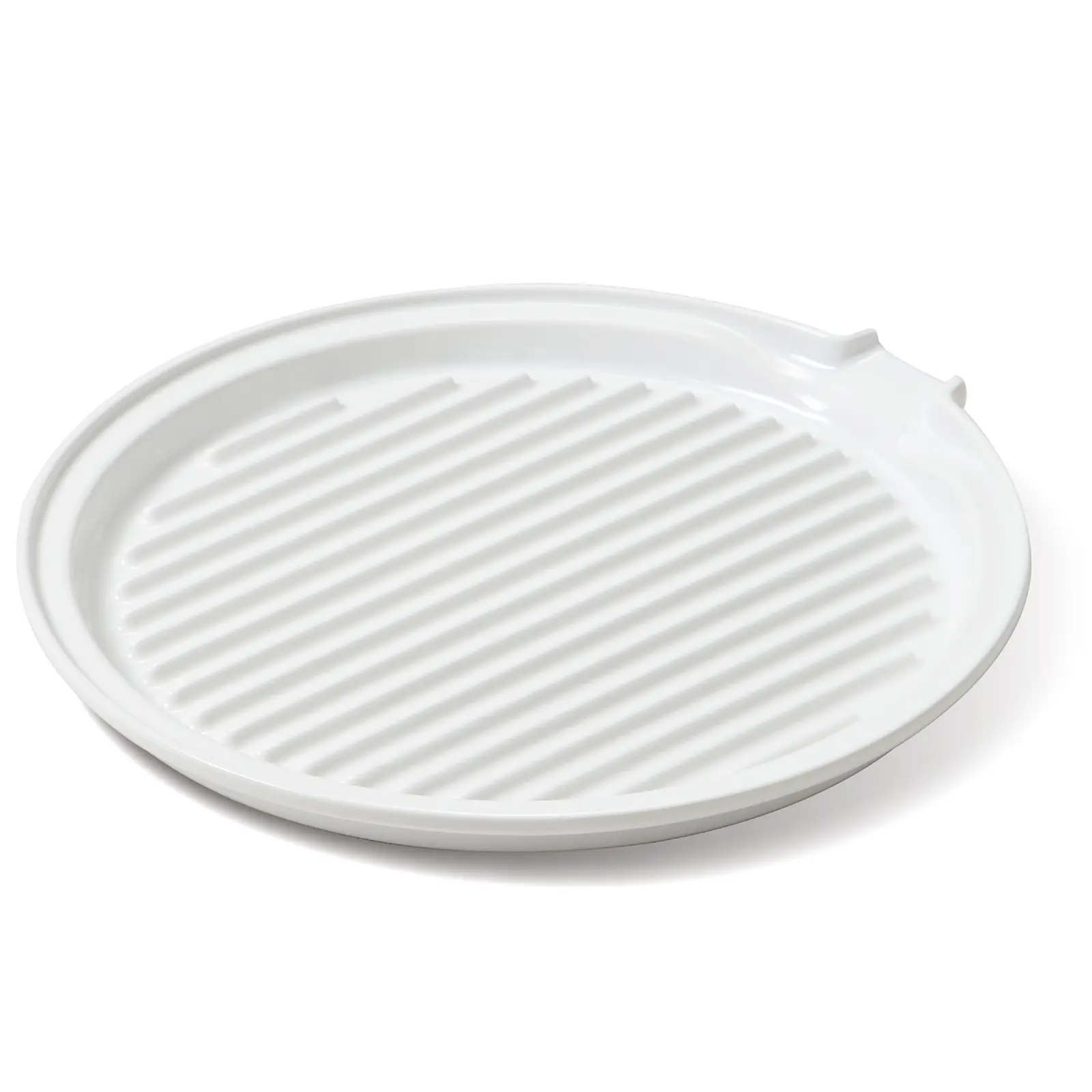 ONEMORE 11 in Round Ceramic Bacon Cooker - Microwave & Oven Meat Rack, Crispy Bacon Maker Dish Plate, White & Black Kitchenware