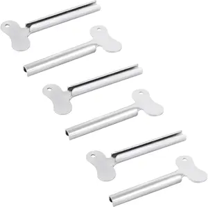 6Pcs Silvery Metal Tube Squeezer Keys, Tube Toothpaste Squeezer Keys Metal Hair Dye Color Key Roller Dispenser Tool Durable Processing, Daily Living Tube Squeezing Aids