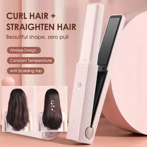 Hair Straightener Cordless Usb Hair Straightener Mini Ceramics Hair Curler 3 Constant Temperature Portable Flat Iron For Travel