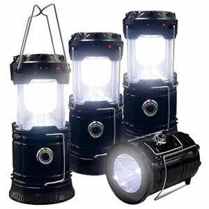 4-Pack Solar Camping Lantern with USB Charging, Collapsible LED Emergency Lights for Power Outages, Hanging Tent Lamp for Outdoor Hiking Hurricanes, Rechargeable Indoor Lighting