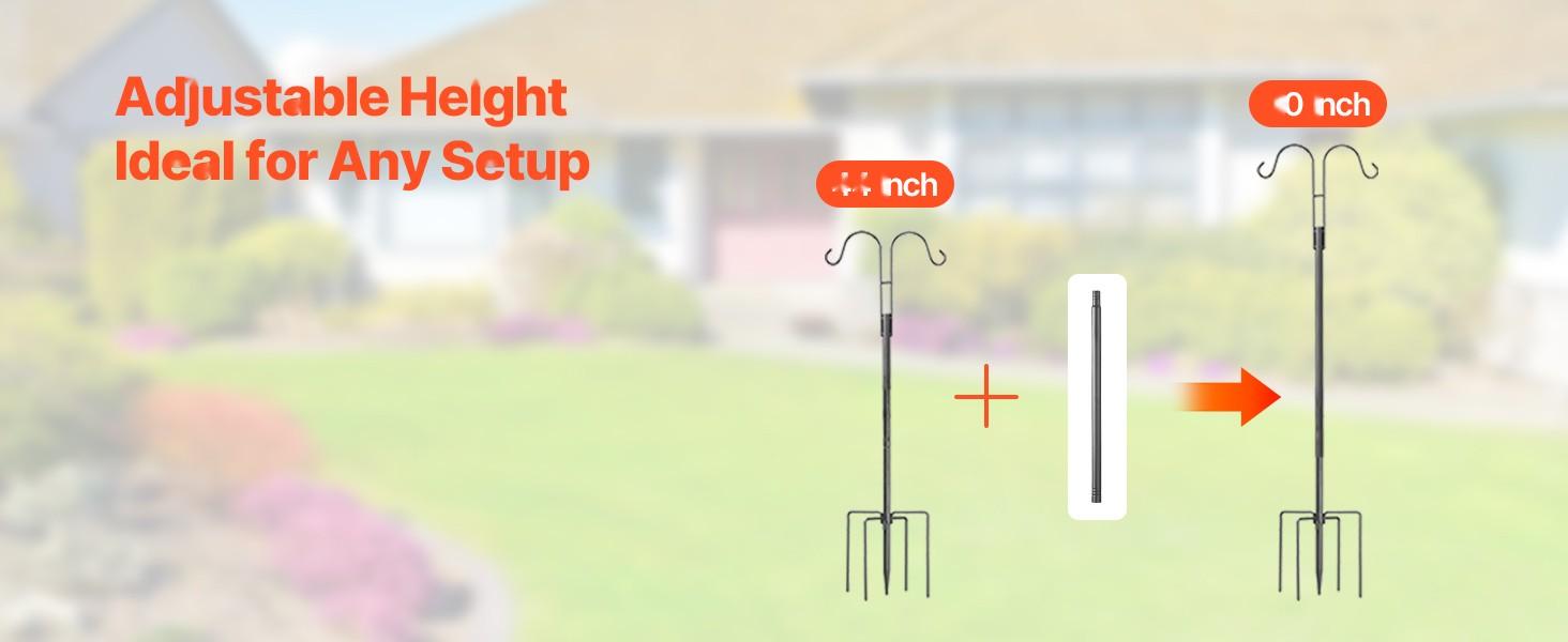 Double Shepherds Hook 8 Pack 60 Inch Heavy Duty Bird Feeder Pole For Outdoor Garden Yard And Patio - Weather Resistant Rustproof Steel Stands, Easy Assembly, Durable Bird Feeding Poles Set Of 8
