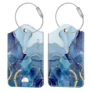 [2 Pcs] Luggage Tag with Stainless Steel Loop, Travel Bag/Suitcase Tag with Privacy Cover ID Label and Address Card
