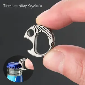 Compact Titanium Goldfish Keychain with Mini Bottle Opener, Perfect Outdoor Backpack Accessory, Christmas New Year Gift, Daily Carry