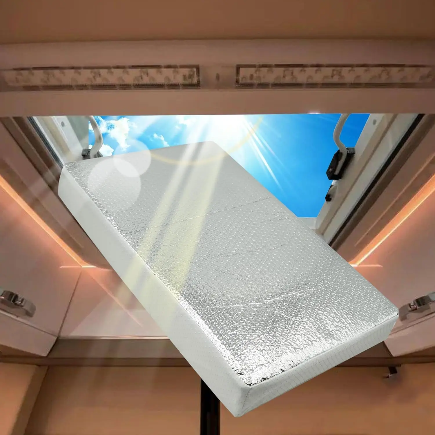 White Universal Fit RV Vent Insulator & RV Skylight Cover (22, 14"x14"x3", 2 Pack, 2 Pcs Set) - Reflective Surface, Thermal Insulation, Soundproofing, UV Protection for Camper Trailer Vents,car accessories