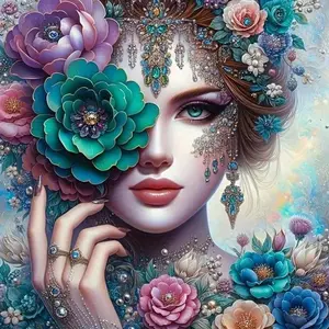 5D DIY Full Diamond Round Diamond Painting - Diamond Art Kit Floral Beaded Mosaic, Canvas - DIY Decorative Painting, Home Wall Decor, Perfect for Halloween, Christmas, Independence Day, Birthdays, and Anniversary Gifts.