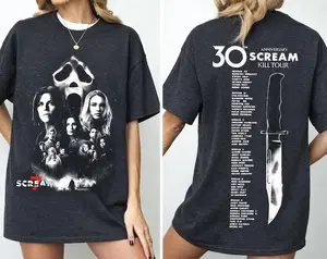 [SALE UP TO 30%] Hot!! Scream 7 30th Anniversary of Scream Kill Tour 2026 T-shirt