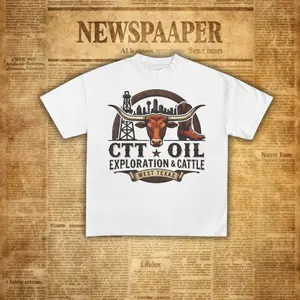 Rustic Western Cowboy Shirt, Ranch Life Oil & Cattle Graphic Shirt