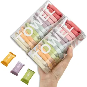 14/28pc Colorful Compressed Disposable Towels, Individually Wrapped Portable Soft Towels for Travel, Camping & Daily Use