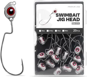 OJY&DOIIIY Fish Eye Swimbait Jig Heads, 12/20 Pack Weighted Hooks for Texas Rig or Ned Rig Fishing 1/8 3/16 1/4 3/8 oz