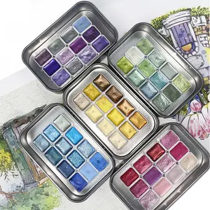 A Complete Set of Professional Watercolor Pigments Featuring 12 Colors of Solid Pearl Watercolor, Designed for Art, Special Watercolor Painting Supplies