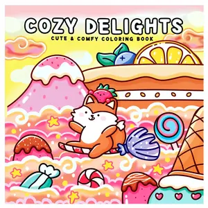 Cozy Coloring Book, 24 Stress-Relieving Simple Designs, 7.9in X 7.9in Size, Thick Paper, Hand-Drawn Patterns, Perfect Gift for All Ages
