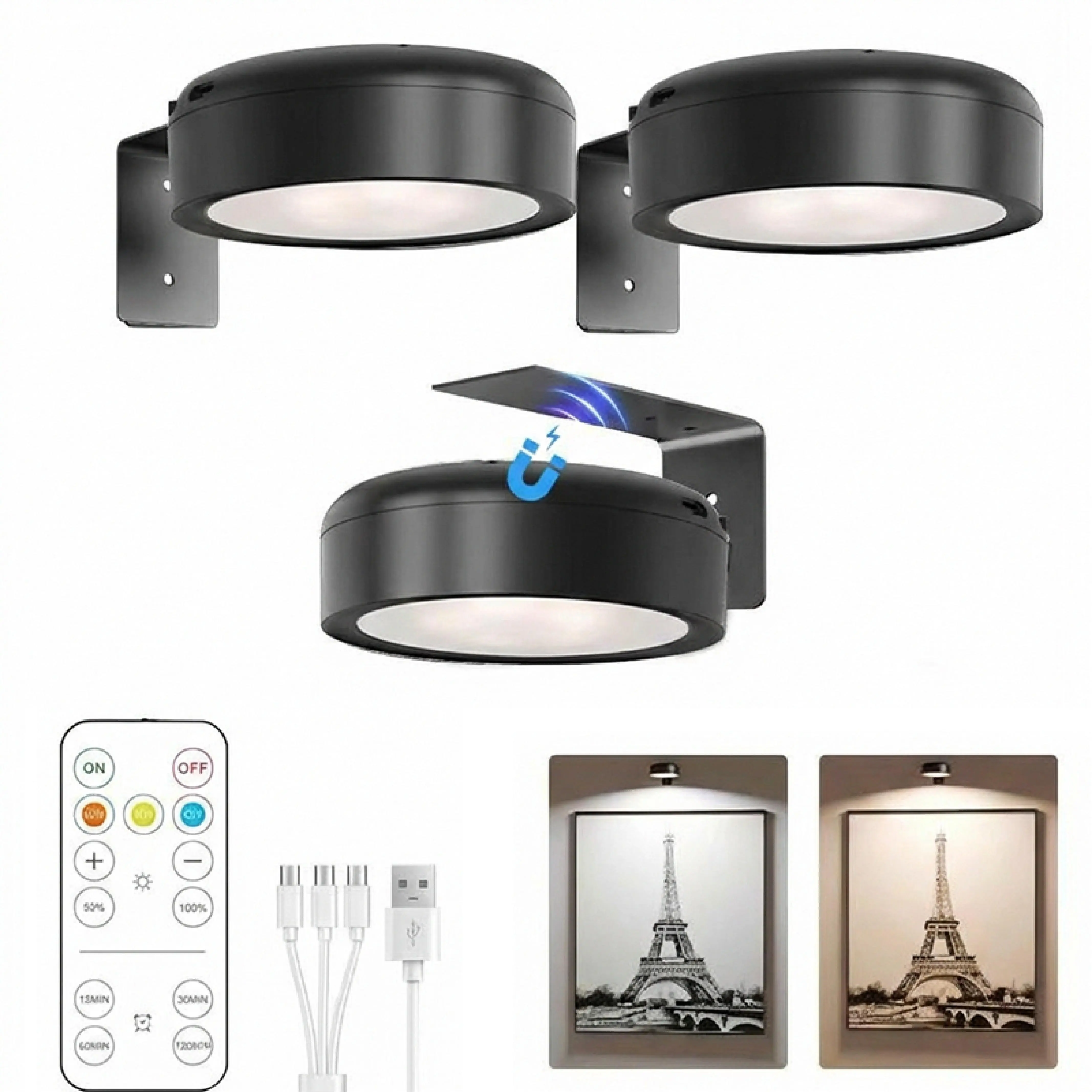 Wireless Magnetic Picture Light｜Remote with Timer & 3 Lighting Modes ...