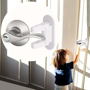 Childproof Door Lever Lock (2 Pack/4 Pack/6 Pack/Set) Prevents Toddlers Pets From Opening Doors, Door Handle Lock for Babyproofing, Durable Safe ABS Material Strong Adhesive, No Drill Tool Needed Easy to Install, Safety Handle