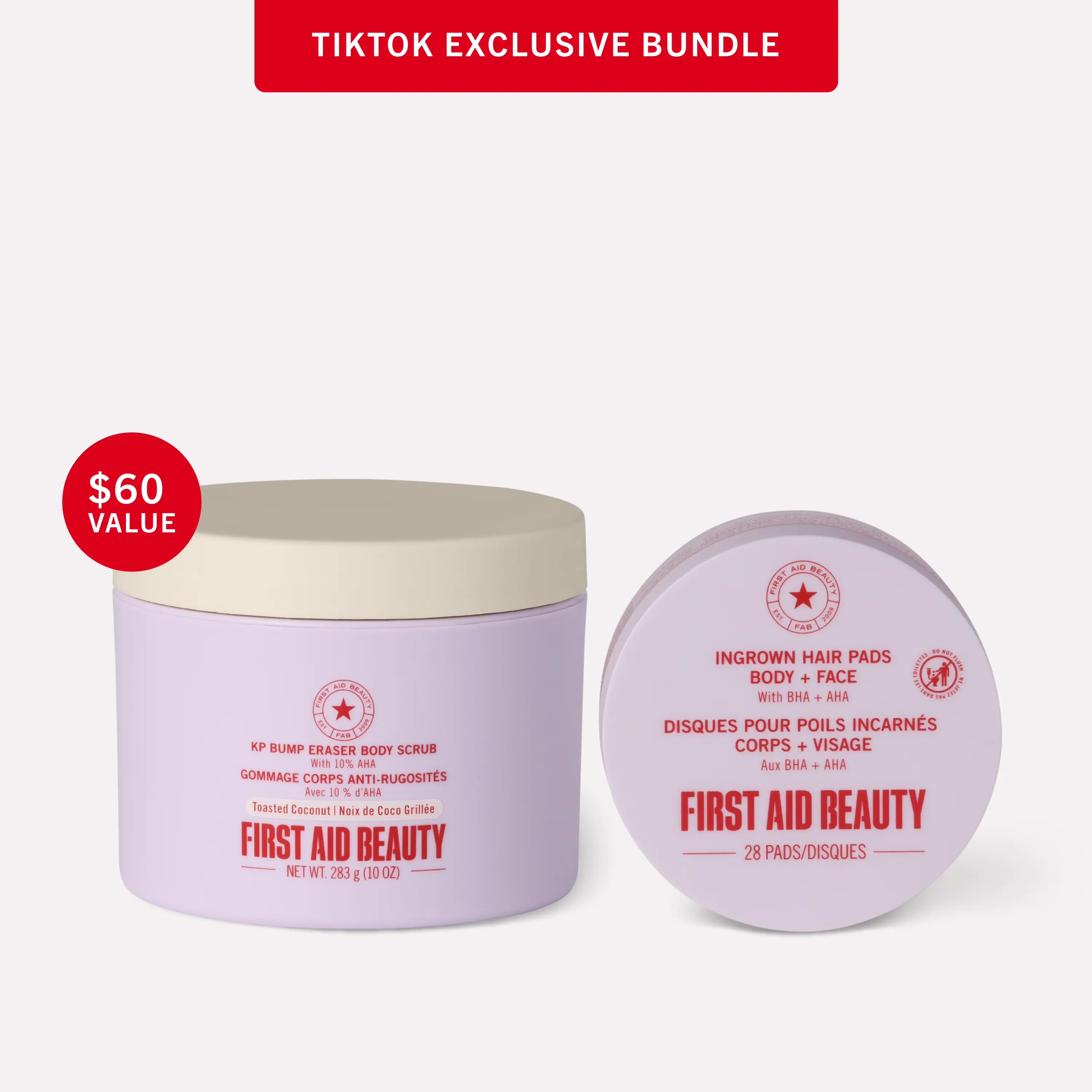 First Aid Beauty TTS Exclusive Smooth Body Bundle: KP Bump Eraser Body Scrub 10oz & Ingrown Hair Pads Travel Size First Aid Beauty TTS Exclusive Smooth Body Bundle: KP Bump Eraser Body Scrub 10oz & Ingrown Hair Pads Travel Size
