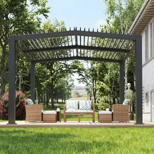 11×13 ft Louvered Pergola, Outdoor Pergola w/ Adjustable Louvered Roof, Reinforced Aluminum Frame & Integrated Drainage System – Hardtop Gazebo for Patio, Deck