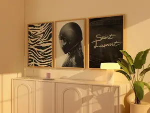 3 Zebra Print Saint Laurent Denim Digital Print Set, Trendy Room Decor, Animal Print Wall Decor, Cool Apartment Prints, Dorm Décor