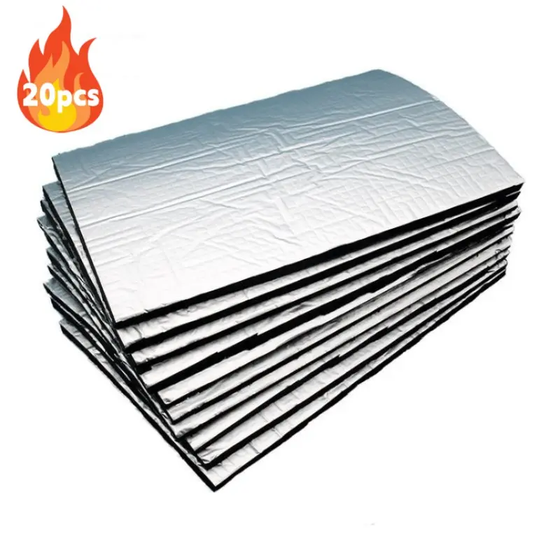 20pcs Thickest Car Soundproofing Mat, 393.7 Mil Pe Foam Heat Insulation Barrier Material, Flexible, Sound Deadening, Dampen, Engine Hood Decoration, Roof Door, Trunk