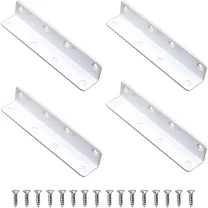 4PCS Corner Brace Angle Bracket L Bracket Superior Stainless Steel 5.5'' x 1'' M Thickness 2mm White Corner Mount