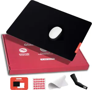 Flash Beyond Glass Gaming  Pad -  Glass Pad with Anti-Slip Rubber Base - Smooth, Precise , Surface for High-Speed Gaming, Ideal for FPS Players (Black, Middle-15.7L x 11.8W inches)