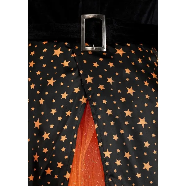 Plus Size Sparkling Orange Witch Costume for Women