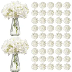 105 Pcs Artificial Silk Hydrangea Flowers 9.8 In Bouquet Arrangement White Realistic Lifelike Fake Flowers For Home Decor, Wedding Bouquets, Event Centerpieces, Indoor Garden, Table Centerpiece Decoration, Durable Silk Hydrangea