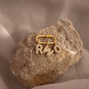 Pave Bubble Letter Charm by Caitlyn Minimalist - 18K Gold Plated Puff Initial Necklace Charm - Personalized Jewelry - Birthday Gift