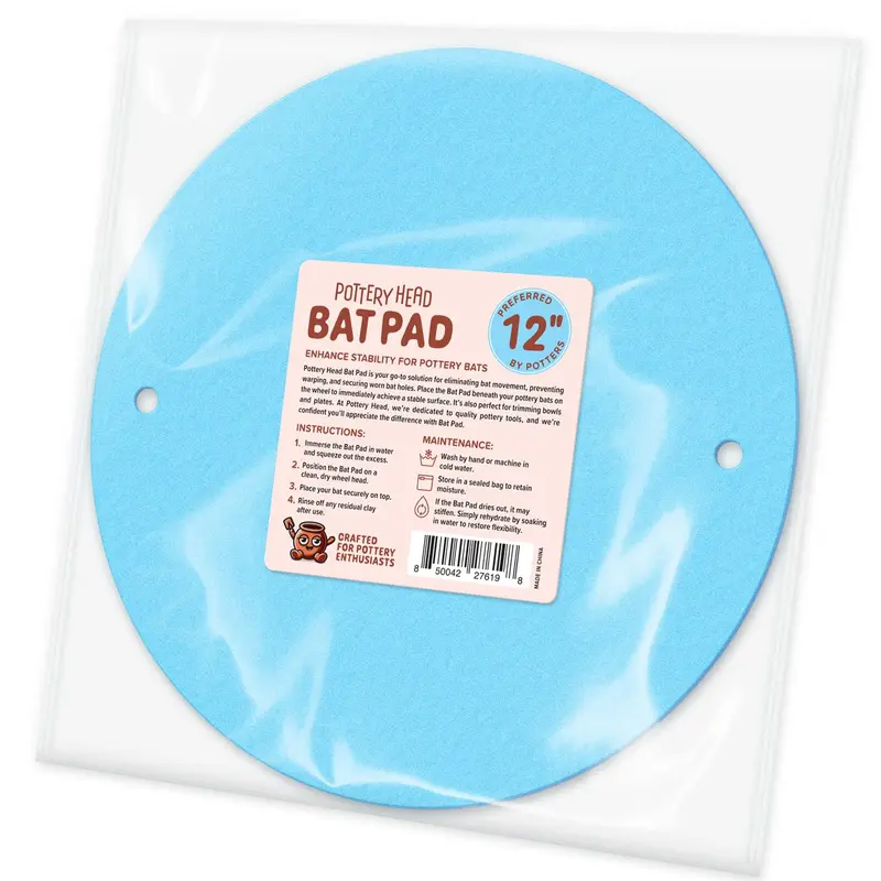 12-inch Diameter Ceramic Pottery Wheel Bat Pad - Anti-Slip Grip, Pin-Hole Surface, Fabric-Like Texture, Cold Water Washable, Machine Washable, Enhanced Stability, Long-Lasting Durability, Clay/Dough Trimming Sculpting Tool for DIY Pottery Beginners