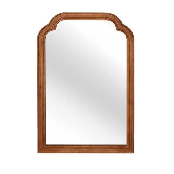 Elegant Wall-Mounted Solid Wood Hanging Mirror - 20x30 in Durable Black Walnut Frame, Rounded Corners, Clear Reflection Glass - 5-Minute Easy Installation for Living Room, Bedroom