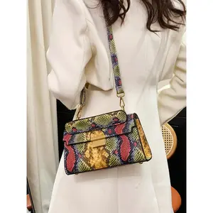 Fashionable Snakeskin Print Handbag, New Fashion Versatile Shoulder Bag, Crossbody Bag for Women, Casual Trendy Versatile High-quality Daily Commuting Bag, Daily Commuter Purse