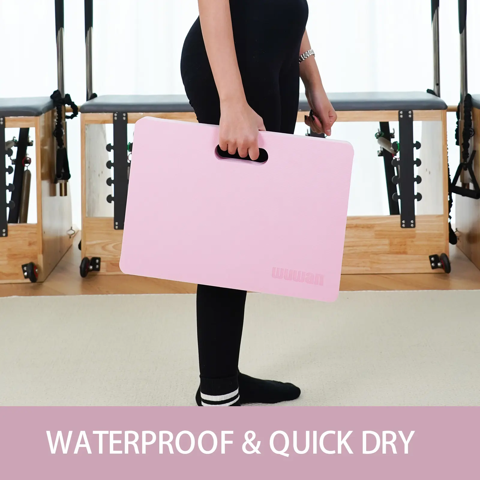 "Pink 1.5 Inch Thick Yoga Kneeling Mat - Cushioned Support for Knees & Elbows | Perfect for Knee Push-Ups & Plank Workouts"