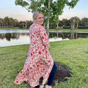 Akira Floral Duster Dress Fit Womenswear Comfortable Day Elegance Loose Sleeves Casual